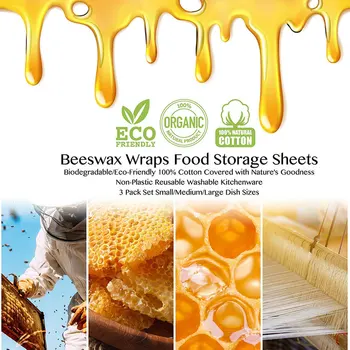 Ponovno čebelji vosek Ohranjanje Vrečko Organski čebelji vosek Bombaž Hrane, Sveže Vrečko BPA & Plastični Prosto Kuhinji Shranjevanje Zaviti