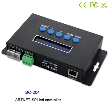 BC-204;Artnet, da SPI/DMX pixel svetlobe upravljavca;Eternet protokol vnosa;680pixels*4CH+ Ena vrata(1X512 Kanalov), izhod;5-24V
