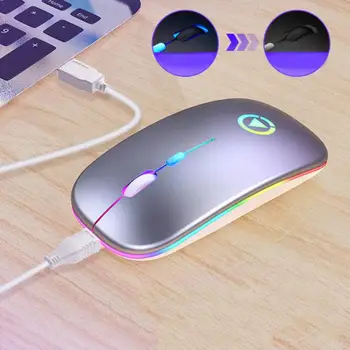 Novo A2 2,4 GHz Wireless Mouse RGB Optična Miška Z USB Sprejemnik Tiho Polnjenje 7 Barv Dihanje Lučka Gaming Miška