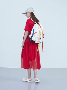Design Poletje Izvirne Ženske, Rdeča Majica Elegantno Dolgo Priložnostne Svoboden Bombaž Mozaik Svile Midi Obleke