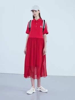 Design Poletje Izvirne Ženske, Rdeča Majica Elegantno Dolgo Priložnostne Svoboden Bombaž Mozaik Svile Midi Obleke