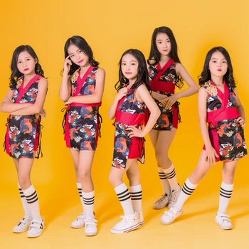 Kitajski Slog Otrok Jazz Ples Kostum Nacionalni Oblačila Ženski modni brvi Kažejo, Hip-Hop Street Uspešnosti Oblačila Plima DWY3144