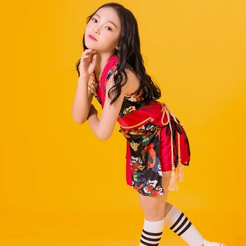 Kitajski Slog Otrok Jazz Ples Kostum Nacionalni Oblačila Ženski modni brvi Kažejo, Hip-Hop Street Uspešnosti Oblačila Plima DWY3144