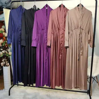 Ženske Dolgo Obleko Maxi Proti-vrat Dubaj Islamskih Islamski Maxi Obleke za Ženske, Visoko Pasu Eleganten Casual Obleke TA6280