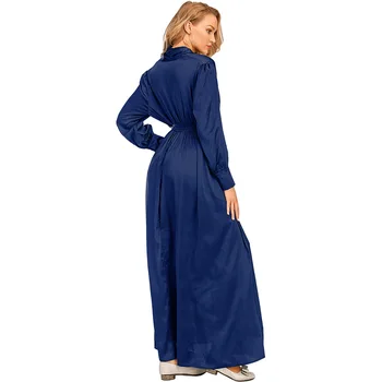 Ženske Dolgo Obleko Maxi Proti-vrat Dubaj Islamskih Islamski Maxi Obleke za Ženske, Visoko Pasu Eleganten Casual Obleke TA6280