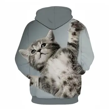 Neznancu, kar Ženske Puloverji Svetu Živali Hooded Lady Kitty Cat Hoodies Dekleta 3D Sweatshirts Smešno Priložnostne Ženske Moški pulover s kapuco