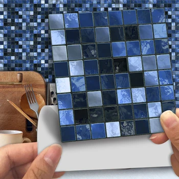 Funlife® Blue Mozaik Stenske Nalepke Enostavne za Čiščenje Olja Dokaz DIY Vodoodporno Samolepilni Strešnik Nalepke za Kuhinjo Backsplash Nadstropje