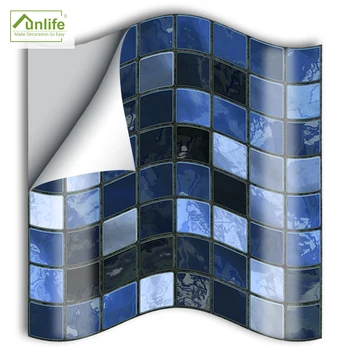 Funlife® Blue Mozaik Stenske Nalepke Enostavne za Čiščenje Olja Dokaz DIY Vodoodporno Samolepilni Strešnik Nalepke za Kuhinjo Backsplash Nadstropje