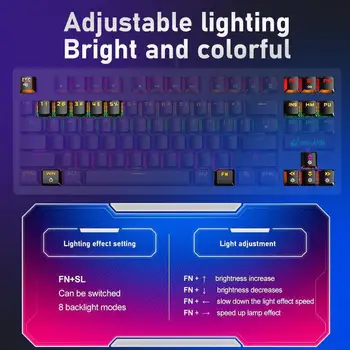 K2 87 Tipka za igre na Srečo Mehansko Tipkovnico USB, Žična LED Osvetlitvijo Os Multimedia Tipkovnica Ergonomska Za Namizne Računalniške Tipkovnice