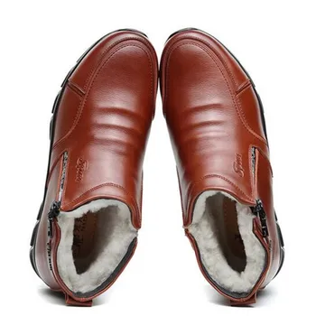 2020 Nove Zimske Krzno Eno Volne Čevlji Toplo, Sneg Škornji Priložnostne Superge Ravno Non-Slip Zimske Čevlje Trend Mladi Moški Škornji Škornji