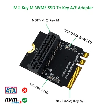 M. 2 NGFF nvme SSD na M. 2 tipko A/E Adapter (Vertikalni) za 2280 tip SSD