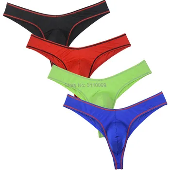 Men ' s Pure Color Elastična Krepitev Perilo Jermenov Bikini Spodnjice Postavljeno Torbica Seksi G-strune Hlače