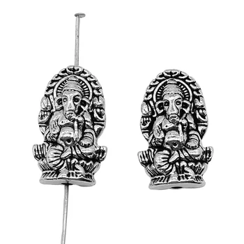 2pcs 14x22mm dvostranski Indijski Bog Bogastva, Ganesha distančniki nakit iskanje & komponente