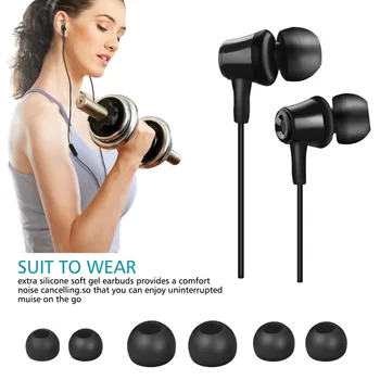 S8 V uho žične Slušalke Čepkov 3,5 mm Slušalke z V Vrstico Mikrofona - Črna