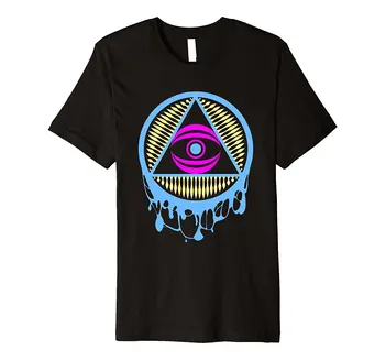 Trippy Illuminati Bivanje Zbudil T-shirt (Premium in Slim Fit) Print Majica s kratkimi rokavi Moški Kratek Čistega Bombaža Okrogle Ovratnik Moške Vrh Tee Plus Velikost