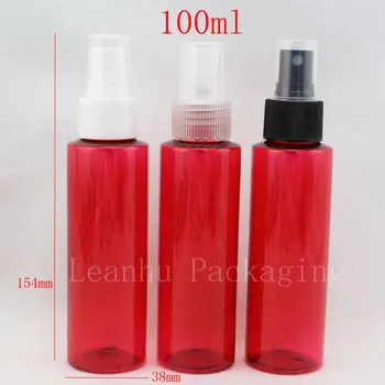 100 ml X 50 rdeči kozmetični spray steklenice za kozmetične embalaže, 100cc prazno plastično PET posodo z meglo škropilnica črpalka
