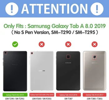 Galaxy Tab A 8.0 2019(SM-T290/T295) PU Usnje Lahki Smart Cover, s Snemljivo Magnetno Brezžično Tipkovnico.