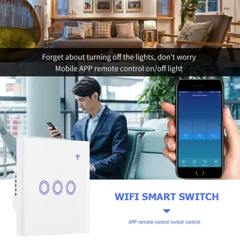 WiFi Dotik Stikala za Luč Glas APP Nadzor Smart Stikalo Dela za Android, iOS, Kaljeno Steklo Nepremočljiva In Odporen proti Pljuskom