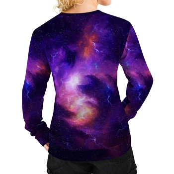 3D Ženske Majica Poln Tiskanih Galaxy Design Poliester Sweatshirts Ženska Dolgimi Rokavi, Puloverji Jeseni Mehka Ženska Oblačila