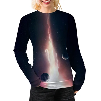 3D Ženske Majica Poln Tiskanih Galaxy Design Poliester Sweatshirts Ženska Dolgimi Rokavi, Puloverji Jeseni Mehka Ženska Oblačila