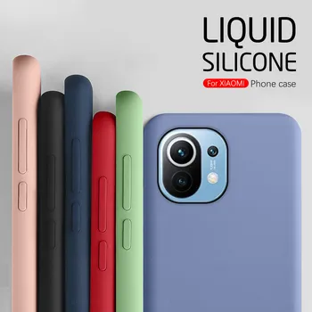 Luksuzni Shockproof Flip Primeru Telefon Za Xiaomi Mi 11 Tekoče Silikona Mehko Nazaj Prevleke Za Xaomi Xiomi Xiami Moj 11 Mi11 Lupini Oklep