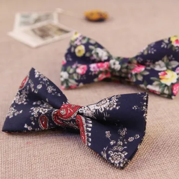 13colors korejski modni oblikovalec visoko kakovost lok kravato bombaž cvet cvetni paisley za ženske in moške, poročni metulj bowtie 50pcs