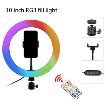 10 inch RGB LED Obroč Fill Light Selfie Zatemniti Pisane Foto Lučka Posnetek za Ličila v Živo Youtube Fotografija