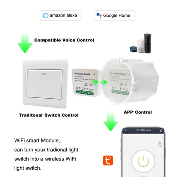 Tuya Smart Stikalo Breaker APLIKACIJO glasovni nadzor enega ali dveh Poti 90 DO 250v WiFi Stikalo Modul Z odstranljivo železniškega nosilec pametni dom
