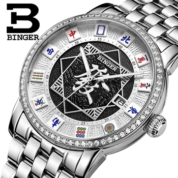 Švica BINGER Mens Ure blagovne Znamke Luksuzni Watch Automatic Mehanski Moški Gledajo Safir Zapestje Gledati Moškega reloj hombre B5055