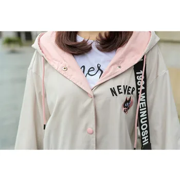 Windbreaker ženski korejska različica svoboden študent 2019 nov dolg odsek jeseni priložnostne hooded orodje jakna ženske A403