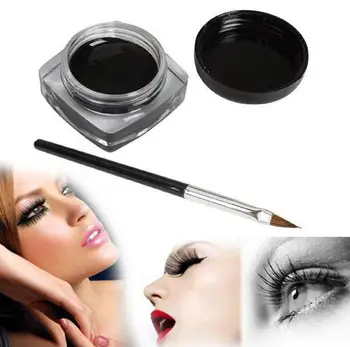 1set Make Up Senčilo Mini Gel Eyeliner Krema s Čopičem Ličila Kozmetični Black Življenje Nepremočljiva Maquillaje