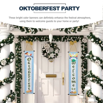 1 pair Oktoberfest Door Banner Door Ornament Hanging Couplet for Home Party