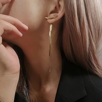 Vintage Zlato Barvo Bar Dolgo Nit Tassel Spusti Uhani za Ženske Sijajni Loka Geometrijske korejski Uhan Modni Nakit 2020 Nova