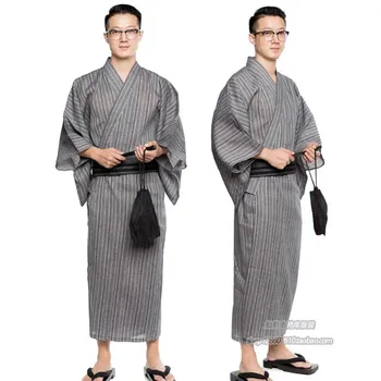 3pc/set Kimono bo ustrezala Tradicionalni Japonski Moški Kimono z Obi Pasu za Moške Bombaž Kopel Haljo Yukata Moške Kimono Sleepwear A9090