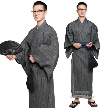 3pc/set Kimono bo ustrezala Tradicionalni Japonski Moški Kimono z Obi Pasu za Moške Bombaž Kopel Haljo Yukata Moške Kimono Sleepwear A9090