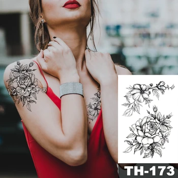 Nepremočljiva Začasni Tattoo Nalepke Modra Mačka Rose Vzorec Tattoo Vodo Prenos Teacup Body Art Ponaredek Roko Tatoo Za Ženske