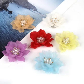 1pc 5 cm Mešane Barve, Ročno izdelan Modni Stekleno Kroglo Stamen Akril Cvet Majhne Lotus Flower čarobne gumbe za DIY Uhan Nakit Ugotovitve