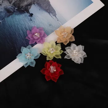 1pc 5 cm Mešane Barve, Ročno izdelan Modni Stekleno Kroglo Stamen Akril Cvet Majhne Lotus Flower čarobne gumbe za DIY Uhan Nakit Ugotovitve