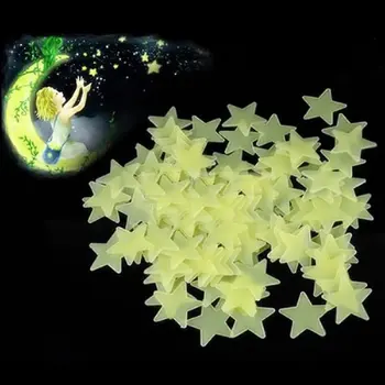 100 KOZARCEV 3 CM, Sijoča Zvezda Stenske Nalepke Temnem prostoru Star Stenske Nalepke Svetlobna Fluorescentna 3D Spalnica Strop Doma Otroci ACEHE