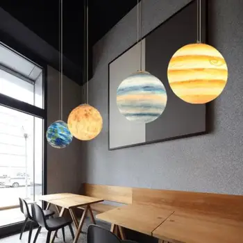 HAIXIANG Planet LED 3D Tiskanje Otrok Svetlobe Moon Light Stropna Svetilka Obesek Padec Luči, Jedilnico, Bar Kava Trgovine Lestenec