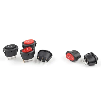 5pcs KCD1Round majhne rocker switch 25*16.5 mm mini krog črna bela rdeča 2 pin 3 pin stikalo za Vklop Stikalo S Svetlobo, 6A/250