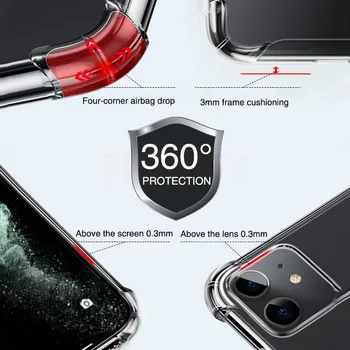 Luksuzni Shockproof Silikonsko Ohišje Za iPhone 11 12 Pro Max 7 8 6s Plus SE 2020 Primeru Za iPhone X Xr Xs Max Pregleden Zadnji Pokrovček