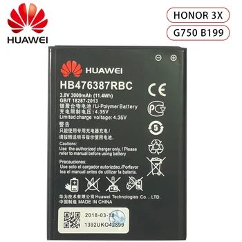 Original Huawei HB476387RBC Polnilna Li-ion baterija telefona Za Huawei Honor 3X G750 B199 3000mAh