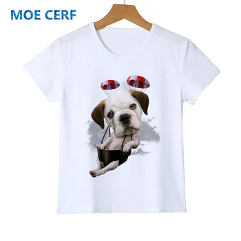 Modni O-vratu Retro T-shirt Smešno francoski Buldog Otroci T shirt Street nositi Camiseta Fant Obleko Dekleta vrhovi E3-9