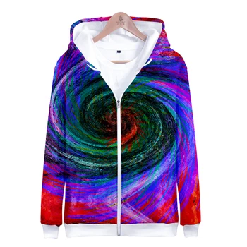Hip Hop Tie Dye Prebliski Hoodies Za Moške Prevelik Moških pisane psihedelični ženske jeseni hoodie sweatshirts 3D Zadrgo Jakna