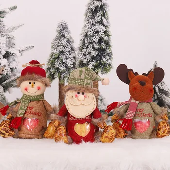 Božič Santa Snjegović Elk Jelena Darilo Sladkarije Jabolka Vreča Holiday Santa/Snežak/Elk Design Svetle Barve, Torbica za Shranjevanje Xmas darila