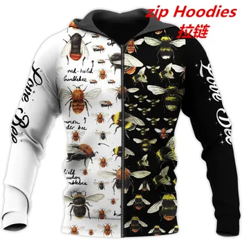 2020 nsect čebel vzorec 3D Tiskanih Moški puloverji s kapuco Čebel Rejec Harajuku Modni pulover s kapuco Unisex Majica Športna jakna in pulover vrhovi