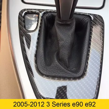 Ogljikovih Vlaken Avto Prestavna Plošča Pokrov Zamenjave Za BMW Serije 3 E90 E92 E93 2005-2012 Notranje zadeve Ornamenti Avto Nalepke