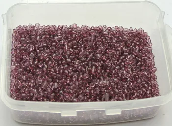 5000 Pregleden Vijolično Steklo Semena Biseri 2 mm (10/0) + Škatla za Shranjevanje