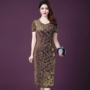 2021 Visoke Kakovosti Jeseni Ženske Obleke Plus Velikost Cheongsam Mati Elegantno Temperament Poroka Banket Obleke